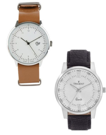 Tan strap watch, R499, Cheapo; Black strap watch, R149, Trident Lima, Both at Zando