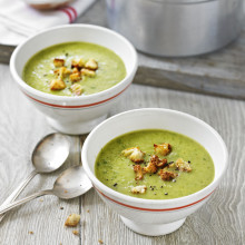 Courgette And Basil Soup With Parmesan Croutons Recipe