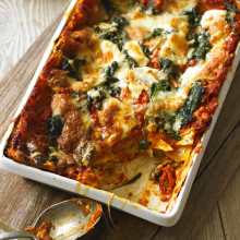 Tomato, Spinach And Three-Cheese Lasagne Recipe