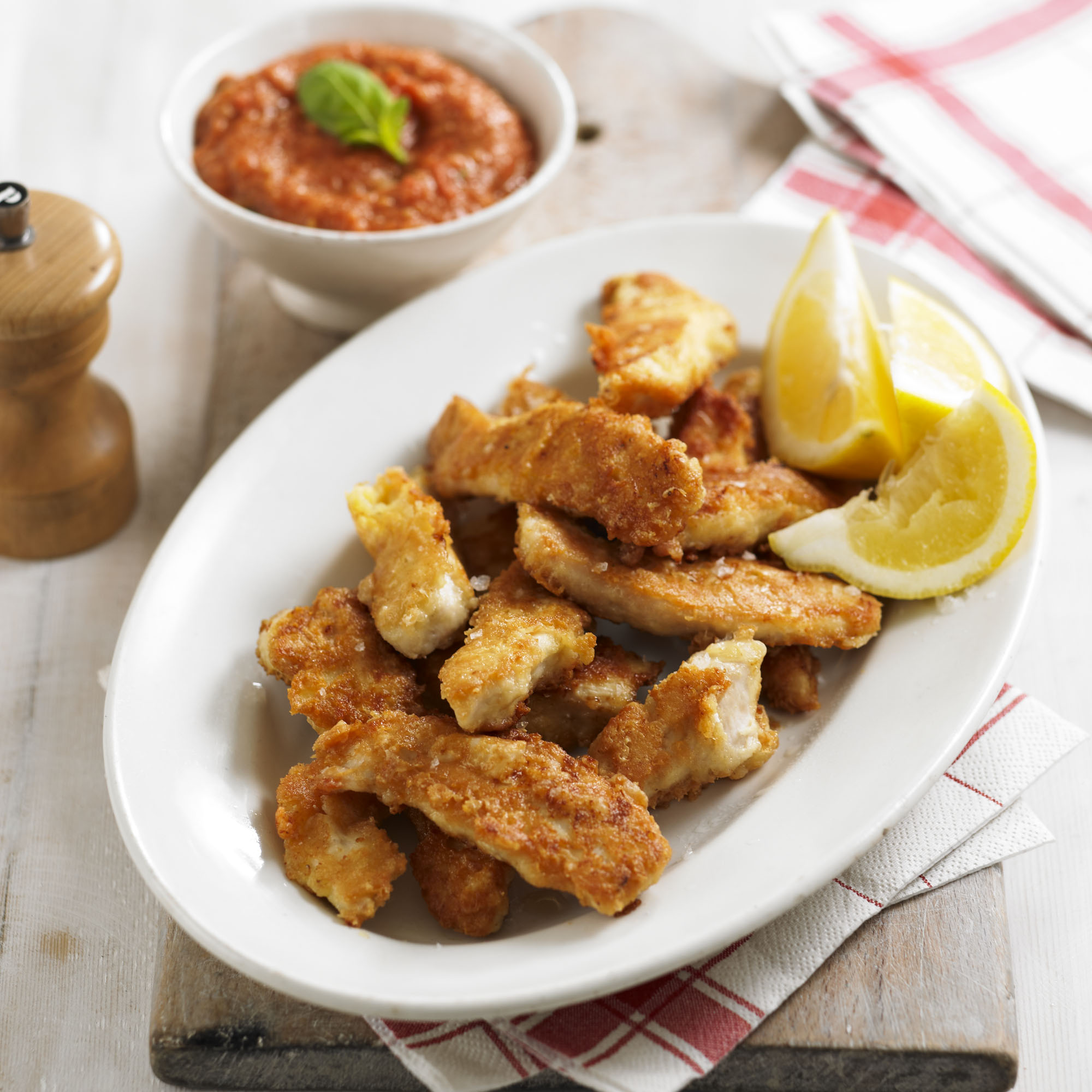 Parmesan Chicken Strips with Roasted Tomato and Garlic Dipping Sauce Recipe