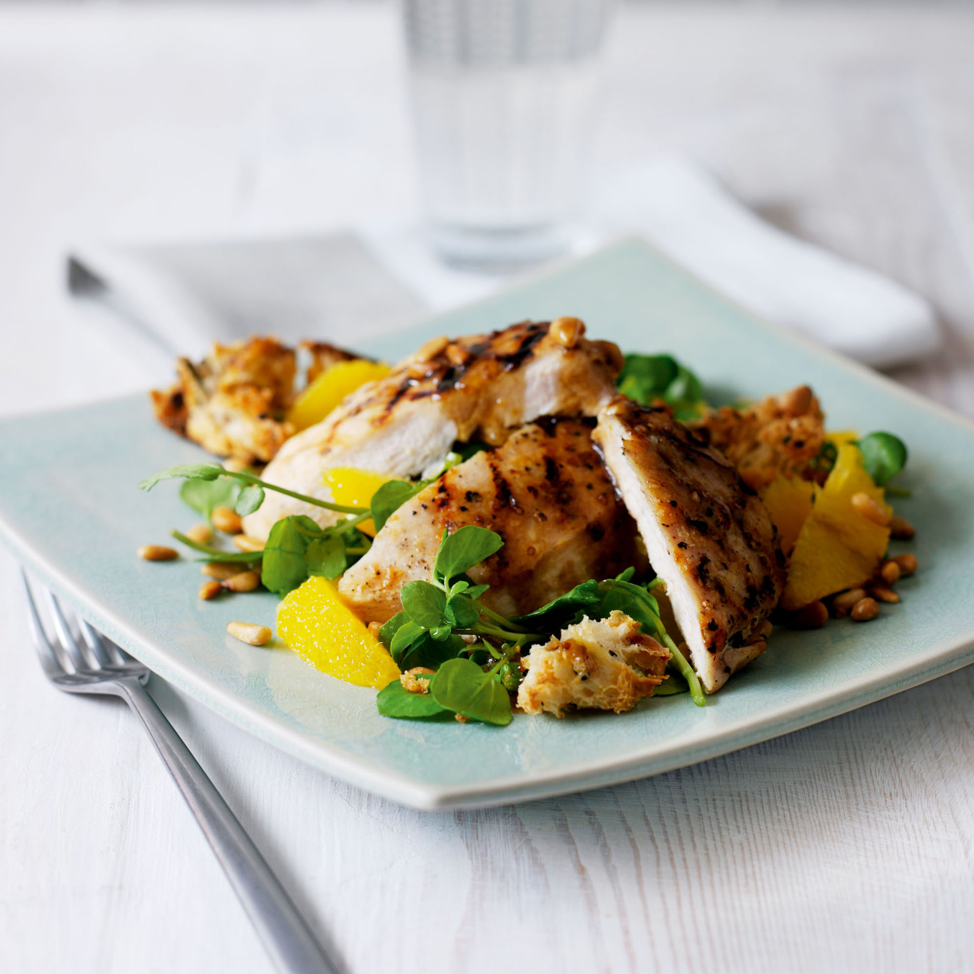 Chargrilled chicken, orange and watercress salad recipe