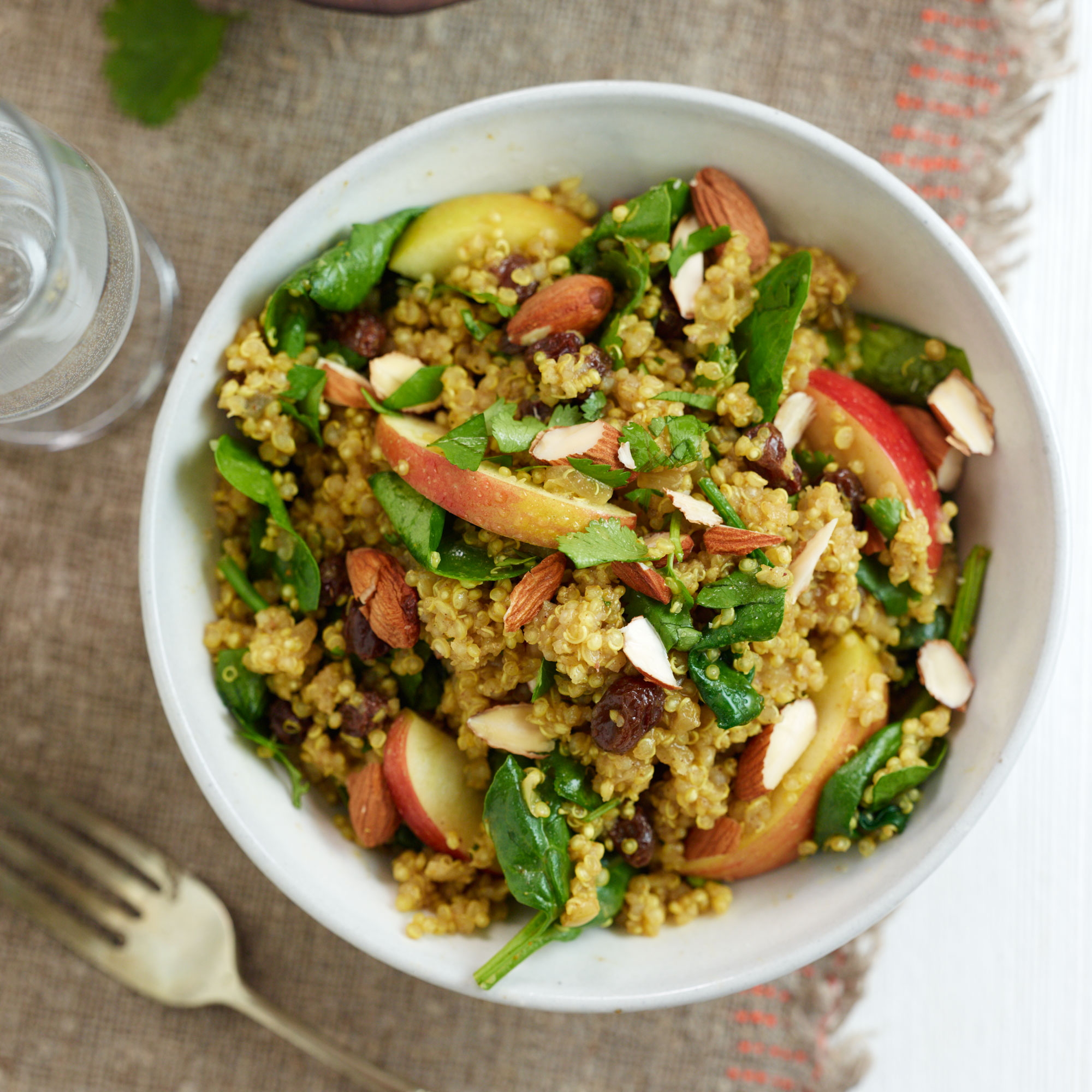 Curried quinoa with apple and spinach recipe