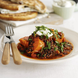 Spicy lentil and sweet potato stew recipe