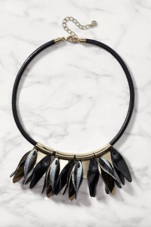 Black &Gold Leaf Drop Necklace,R265