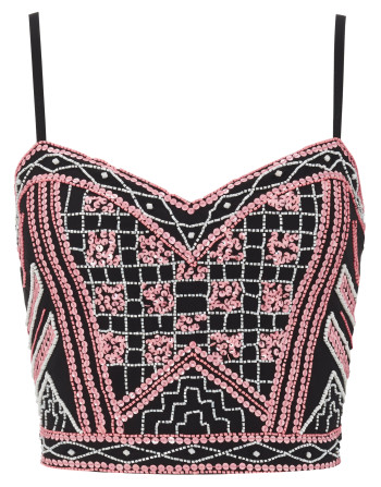 Lipsy_POR_Black Crop Cami with Pink Sequinned Aztec Detail_Front_Exclusively Avalaible at Flagship and Selected Edgars Stores