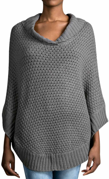 how to wear a poncho grey thick knit