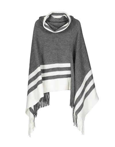 how to wear a poncho cowl neck and stripes
