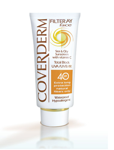Celebrity anti ageing: Coverderm Filteray Face Sea & City Sunscreen SPF 40,