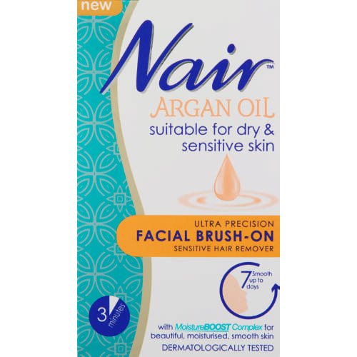 Hair removal cream: Nair Argan Oil Facial Brush On Hair Removal Cream