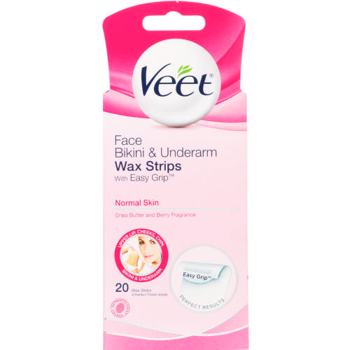 Facial hair removal: Veet Mini Wax Strips Normal Skin 20 Strips