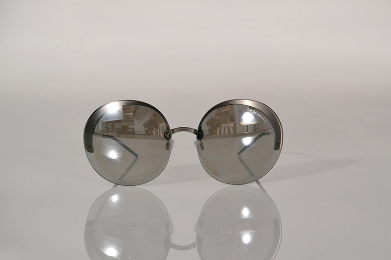 Sunglasses: Rounded metallic silver lenses, R2 090, Emporio Armani at Sunglass Hut