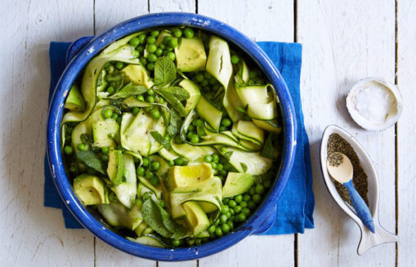 Avocado, pea and courgette salad