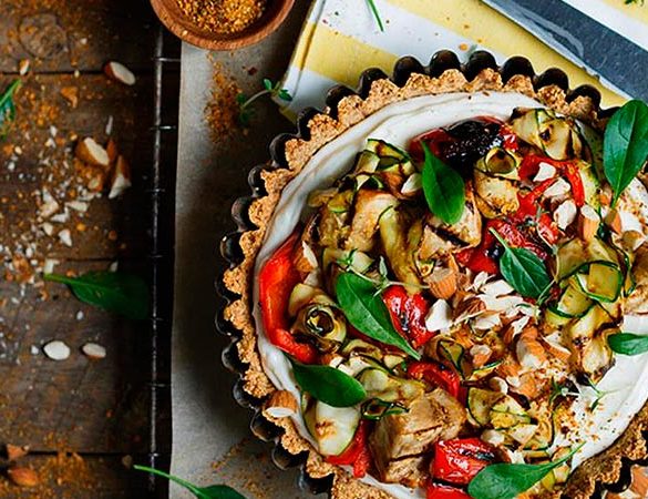 gluten-free-almond-tart-with-whipped-ricotta-and-grilled-vegetables