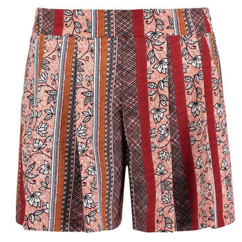 matching printed beach to bar shorts 