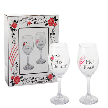 Valentine's day wine glasses gift 