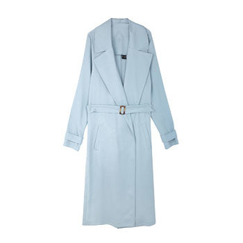 baby blue trench coat seen at new york fashion week 