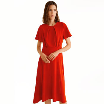 red sleeved detail dress inspired by new york fashion week 