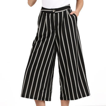 monochrome stripe culottes