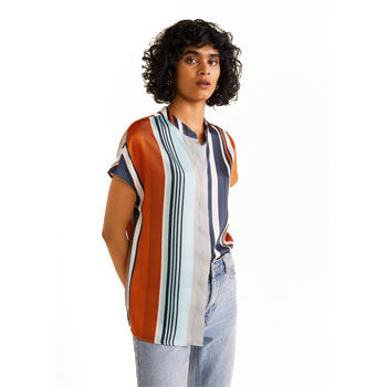 retro stripes print trend blouse
