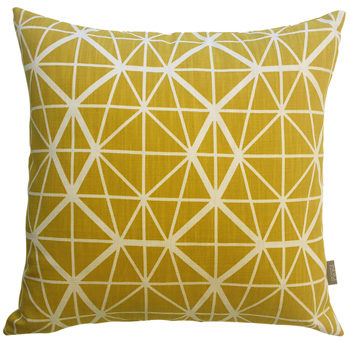 yellow print cushion