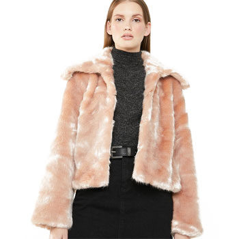 Pink faux fur coat