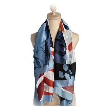 abstract printed silk scarf 