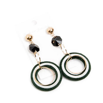 Black and green hoop drop earrings