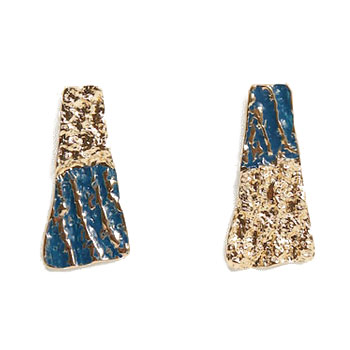 blue and gold embossed earrings