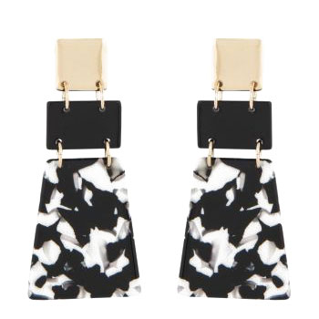 black and white marble drop earrings