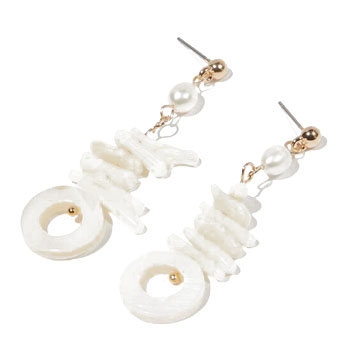 White drop tiered earrings