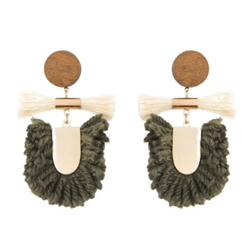 Mini wood tassle earrings