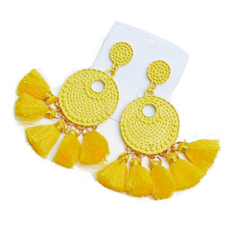 yellow frindge earrings