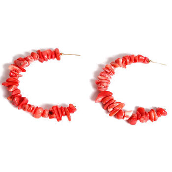Red Beaded Hoop Earrings