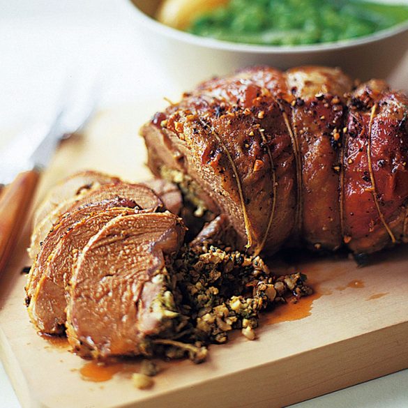 Lamb with oregano and olive stuffing recipe