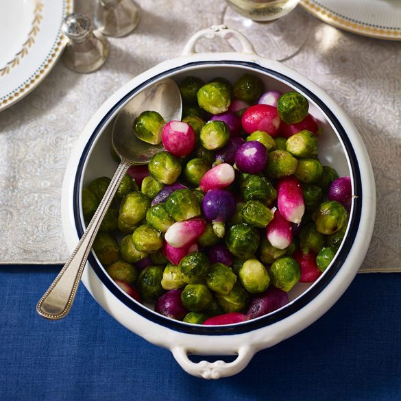 Roasted sprouts with chive butter and radishes recipes