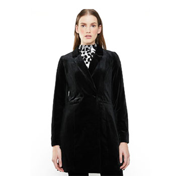 black Luxe longline velvet stylish blazer