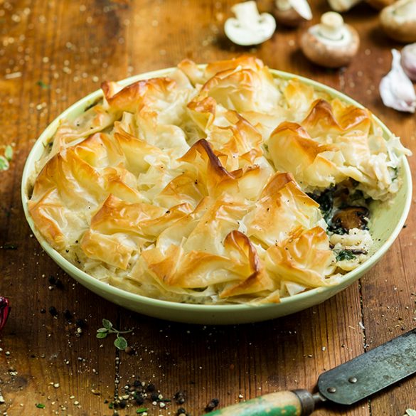 Knorr Mushroom and spinach phyllo pastry pie