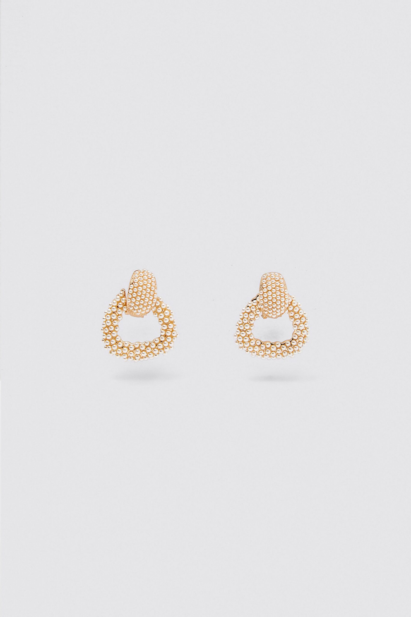 Small old hoop earrings with tiny pearls all over