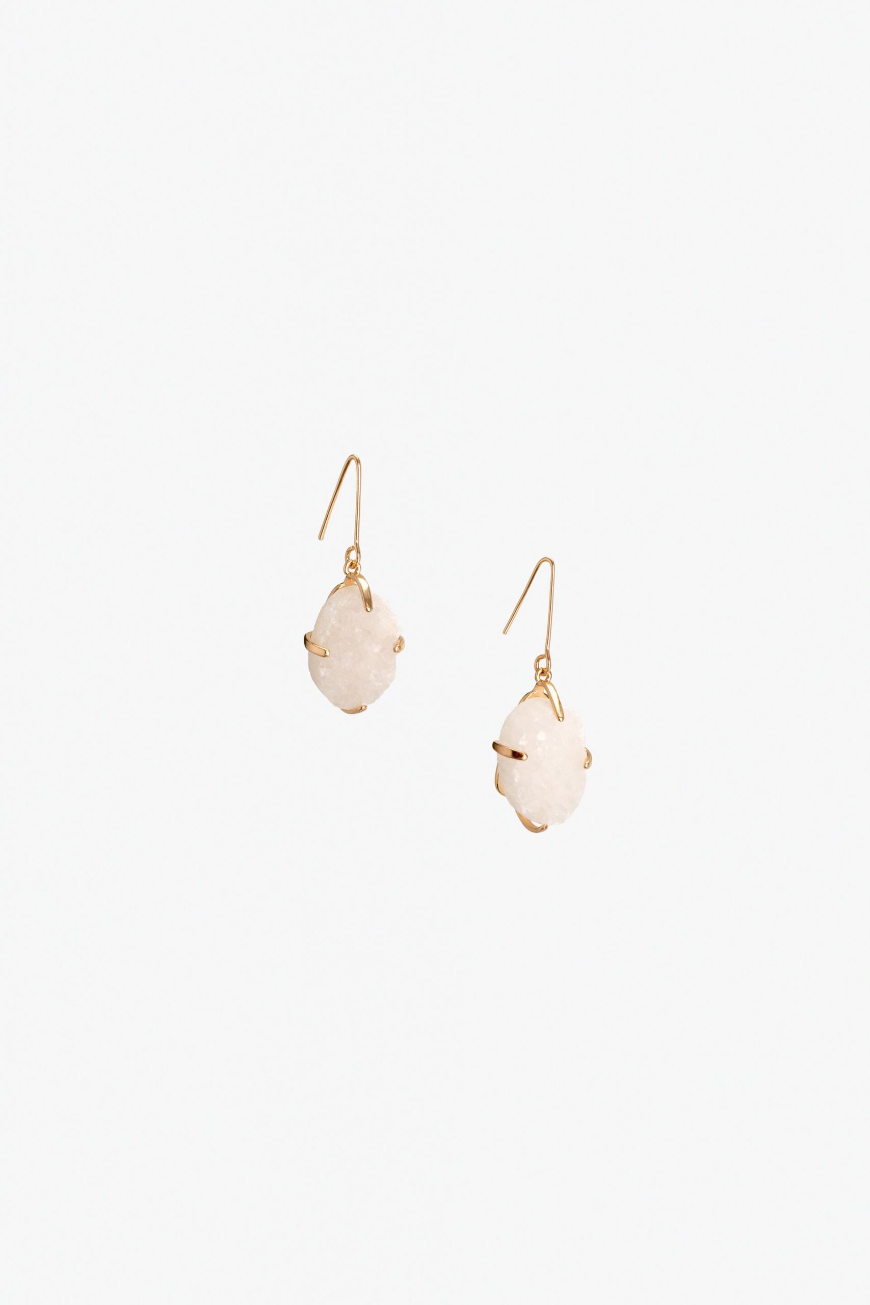 Small gold and rose quartz drop earrings