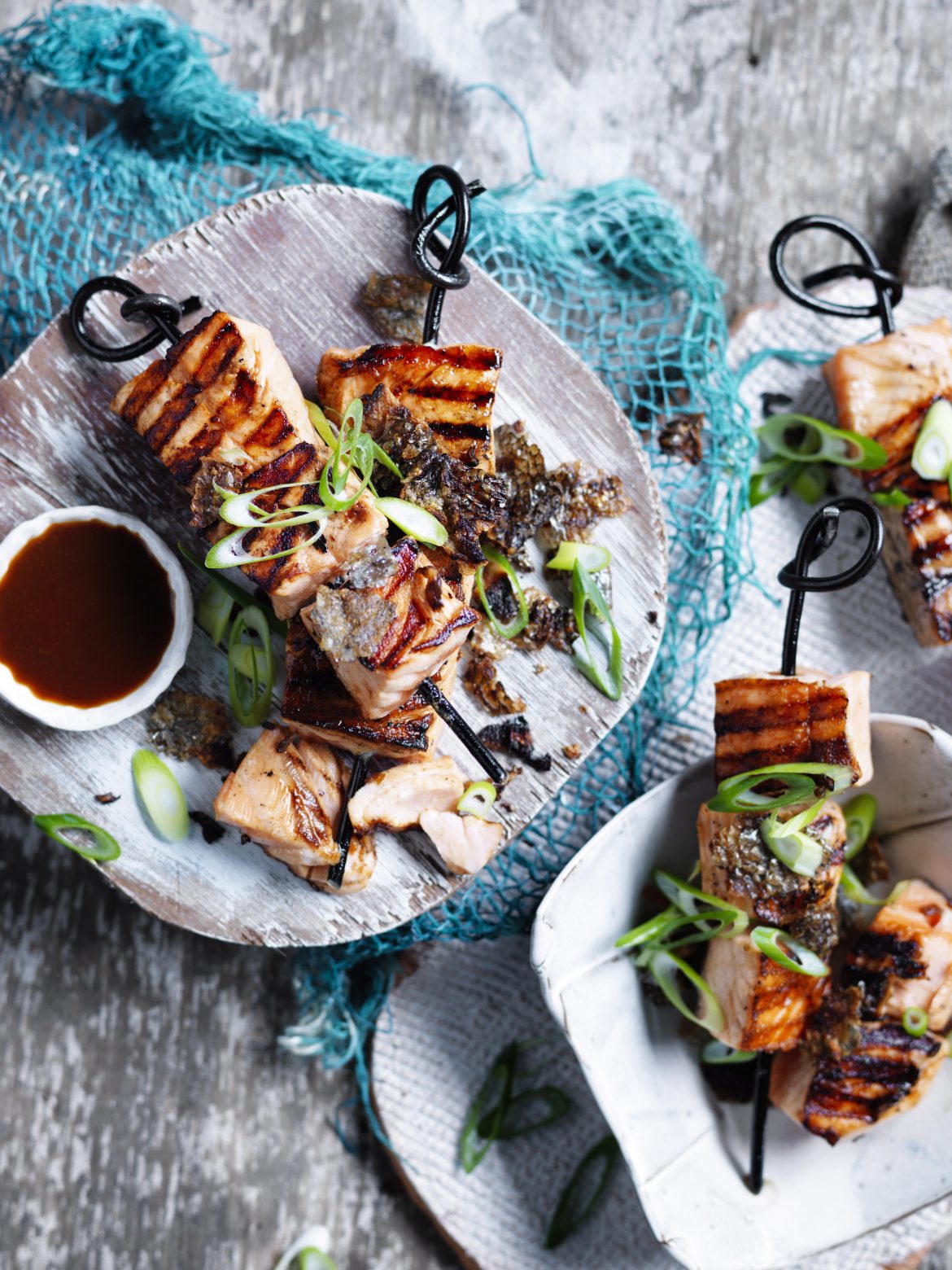 Yakitori-glazed salmon with sweet rice miso sauce recipe