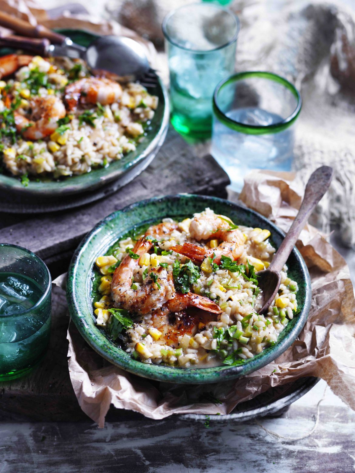 Prawn, rosemary and corn risotto recipe