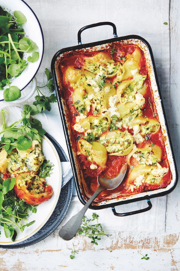 Spicy baby marrow & ricotta pasta shells recipe