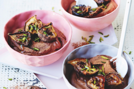 Rich chocolate & ginger mousse with semi-dried figs