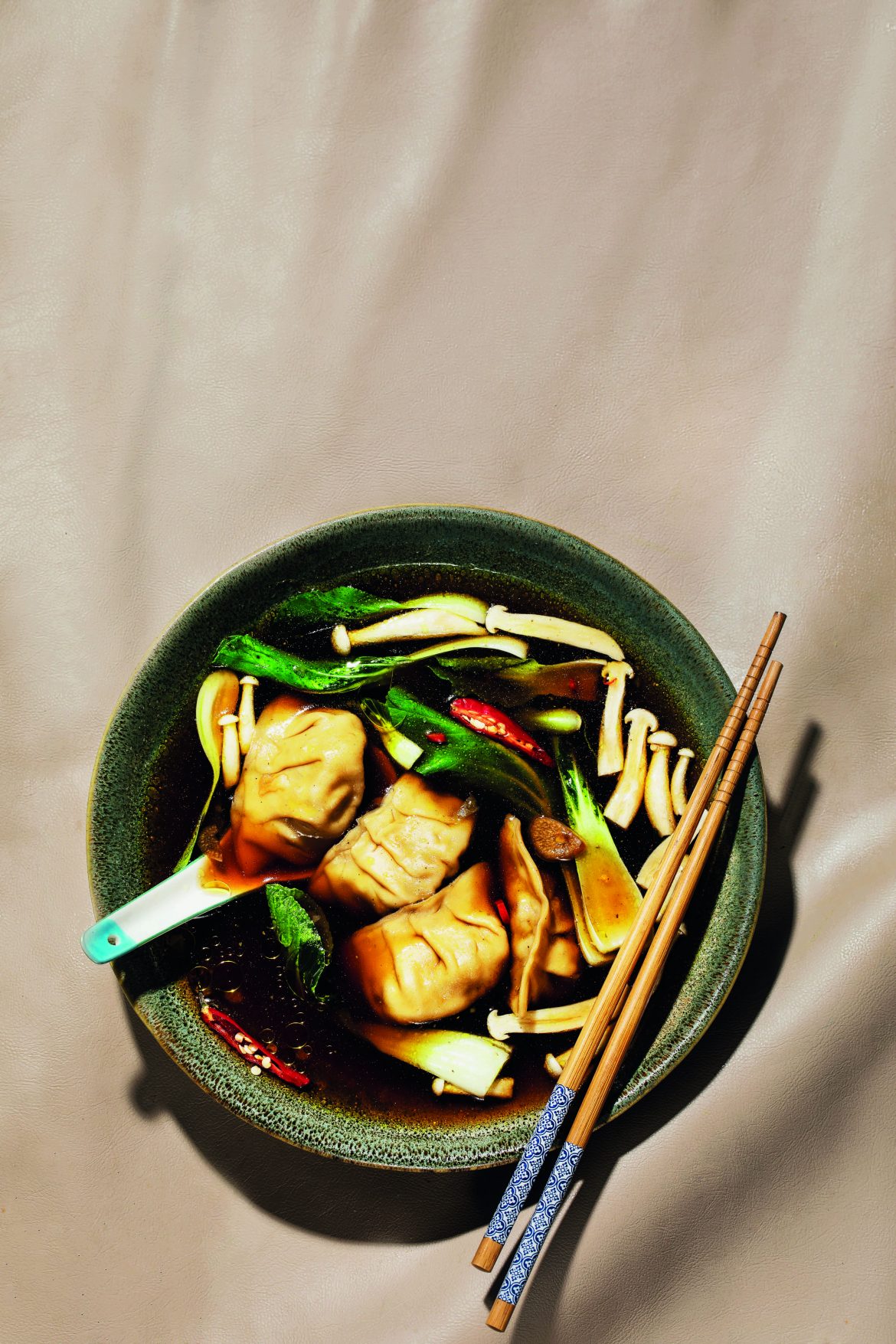 Dumplings in chilli soy broth