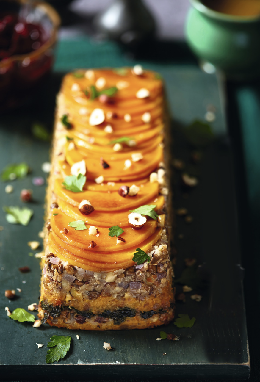 Miso squash & lentil layered loaf
