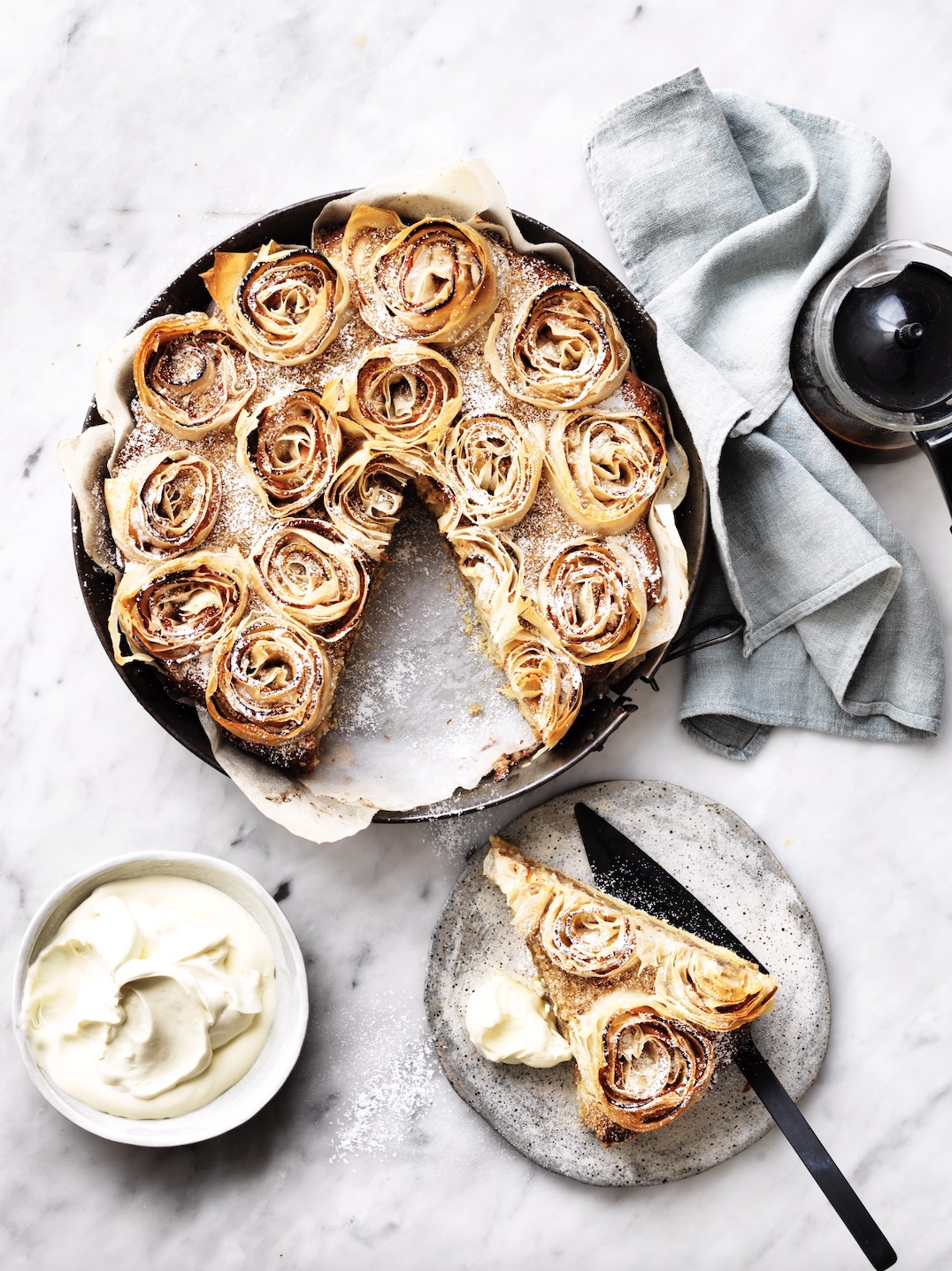 Apple & spiced frangipane phyllo cake