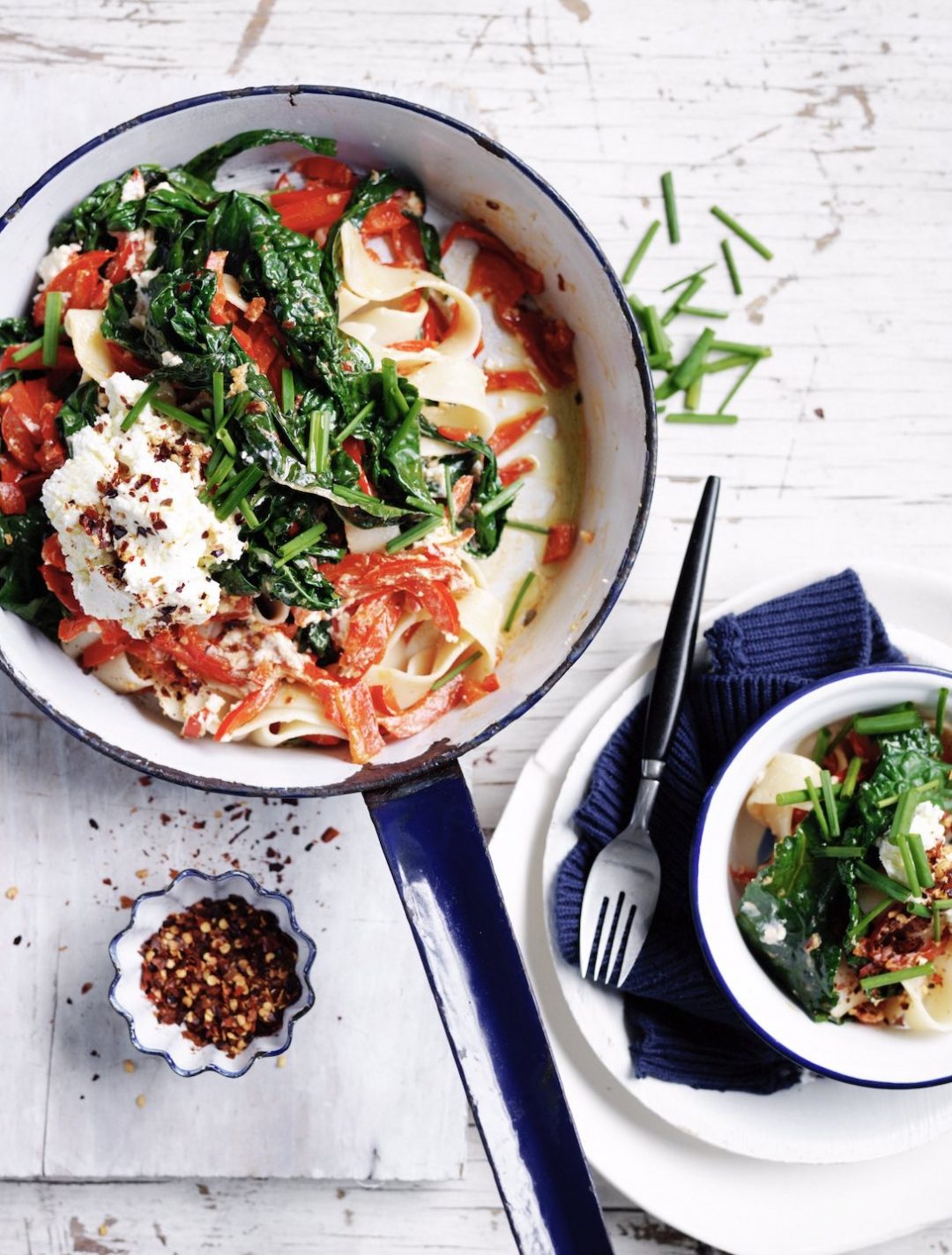 Pappardelle with Ricotta, Pepper & Cavolo Nero