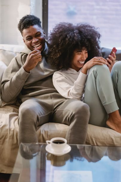 laughing yoga couple