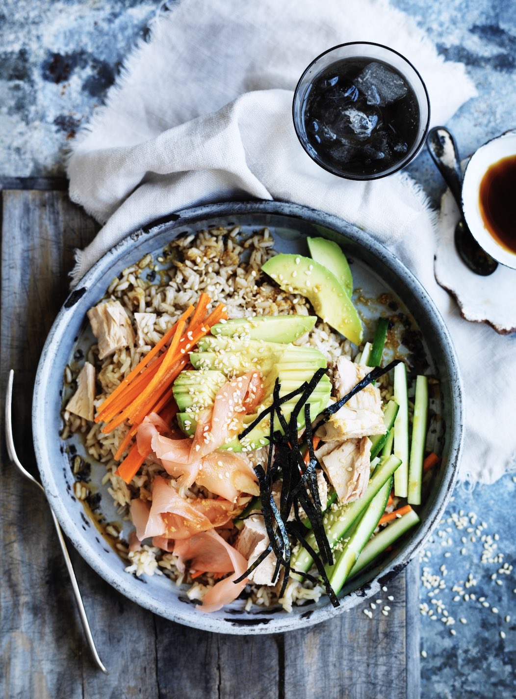 Tuna salad sushi bowl