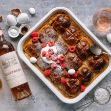 Ilse van der Merwe’s Hot Cross Bun Pudding with Nutella & Raspberries